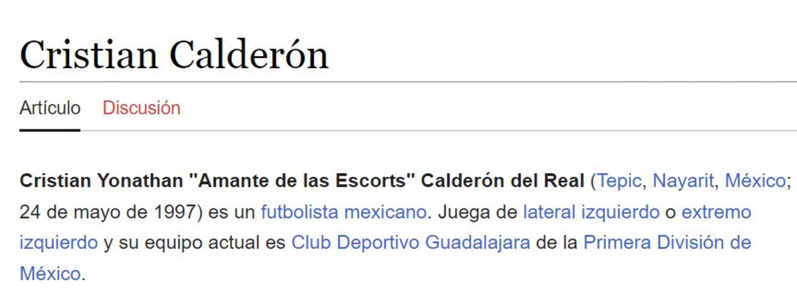 Fue modificada la biografía del Chicote Calderón en Wikipedia - Especial