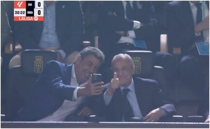 Arturo Elías Ayub no se aguantó las ganas de tomarse una selfie con Florentino Pérez en el partido de Real Madrid vs Real Oviedo