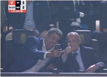 Arturo Elías Ayub no se aguantó las ganas de tomarse una selfie con Florentino Pérez en el partido de Real Madrid vs Real Oviedo