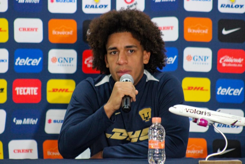 "Coco" Carrasquilla en conferencia de prensa con Pumas - Foto: Maritza Villagómez/EL GRÁFICO