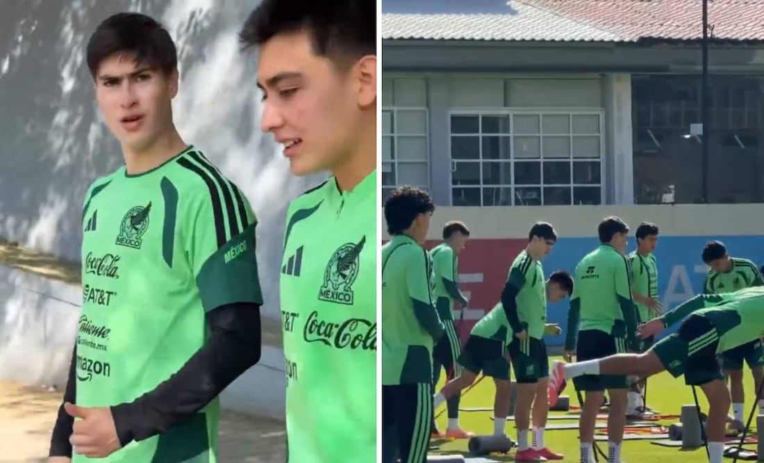 La Hormiga González y Gilberto Mora en su primer entrenamiento con la Selección Mexicana. Foto: Especial