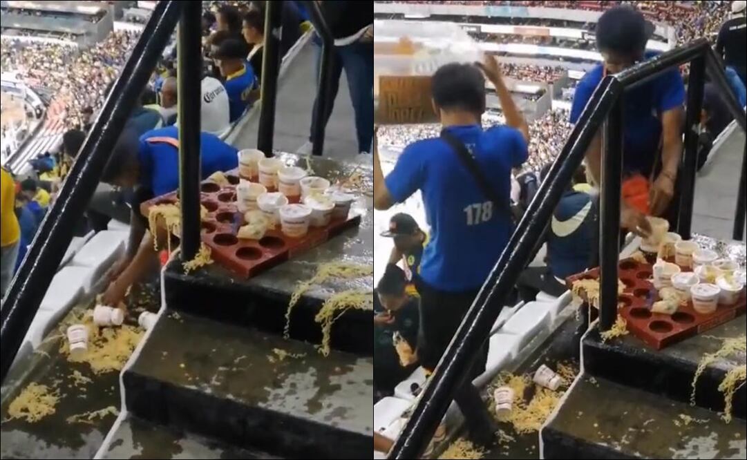 Comerciante de sopas instantáneas en el Estadio Azteca es afectado por “Mi Primera Chamba” / FOTO: ESPECIAL