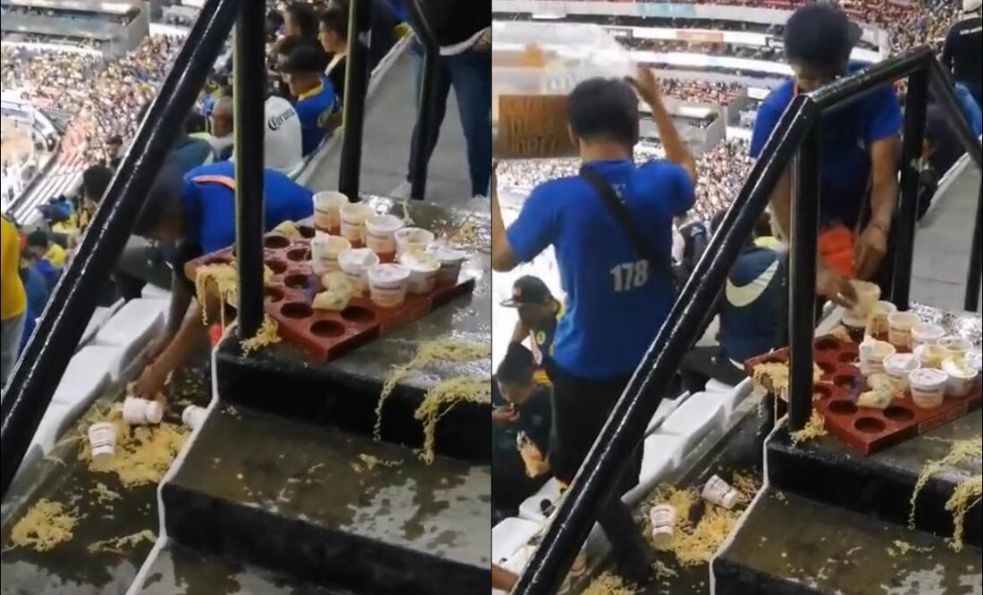 Comerciante de sopas instantáneas en el Estadio Azteca es afectado por “Mi Primera Chamba” / FOTO: ESPECIAL
