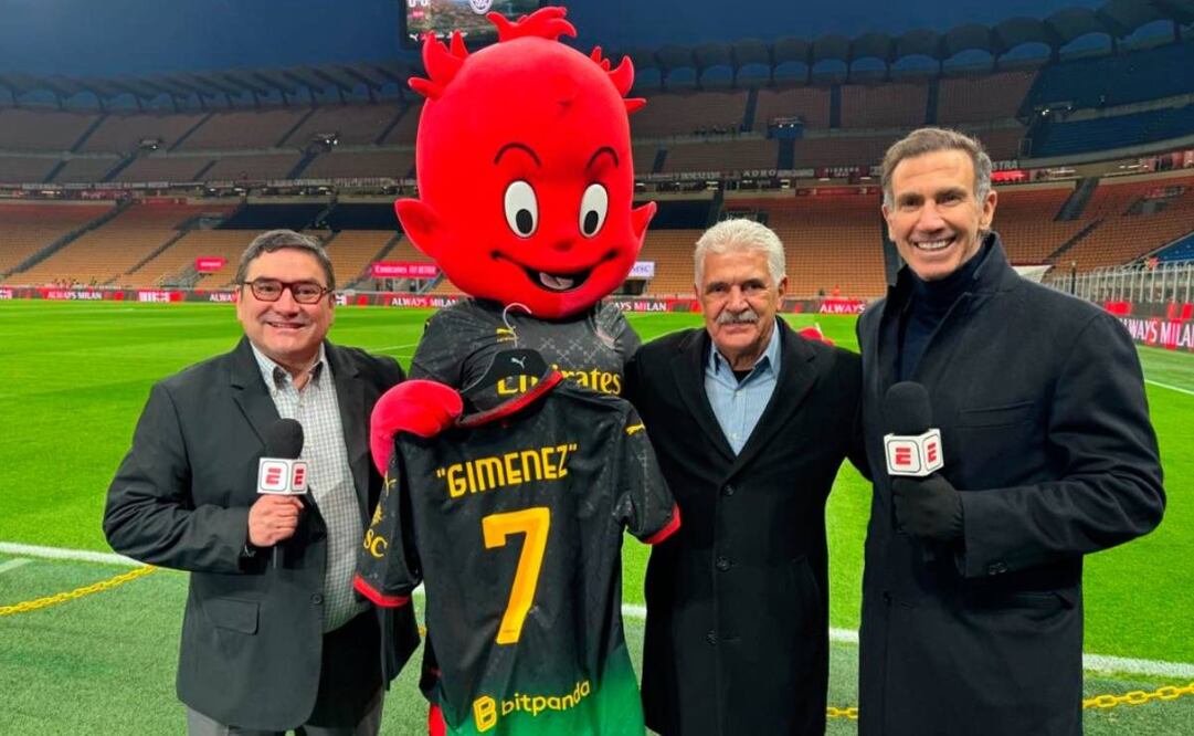 Jorge Pietrasanta, Tuca Ferretti y Paco Gabriel de Anda narraron el partido de Santiago Giménez entre Milan y Verona. Foto: Especial