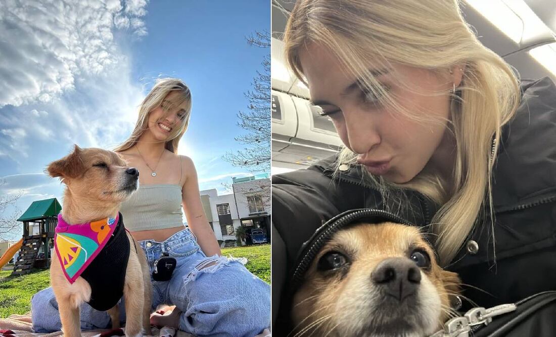 Nailea Vidrio está muy apegada a su perro, por lo que no lo deja ni para tomar un avión. Foto: Especial