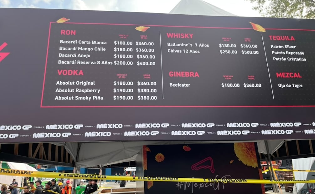 Los precios de bebida para el GP de México / Foto: Alberto Vargas