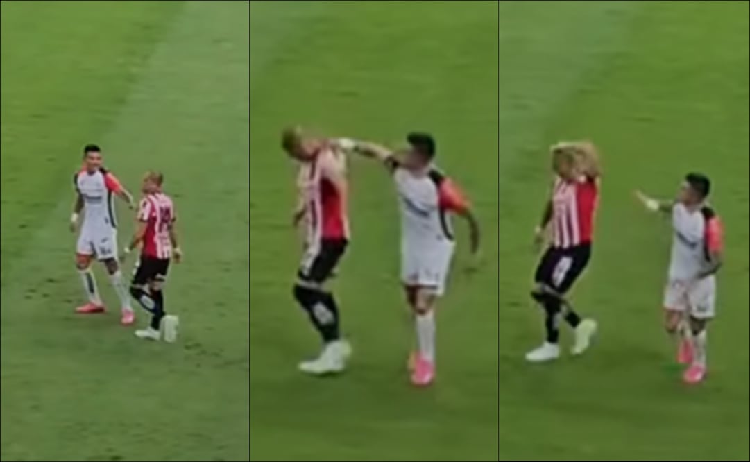 Luis Reyes dio un golpe en la cabeza a Javier Hernández durante el partido en el Estadio Akron. FOTO: Capturas