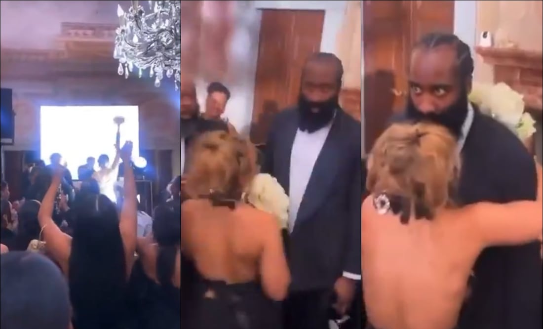 James Harden quedó sorprendido cuando su novia atrapó el ramo en una boda. FOTO: Captura