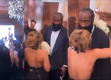 La épica reacción de James Harden luego de que su novia atrapara el ramo en una boda