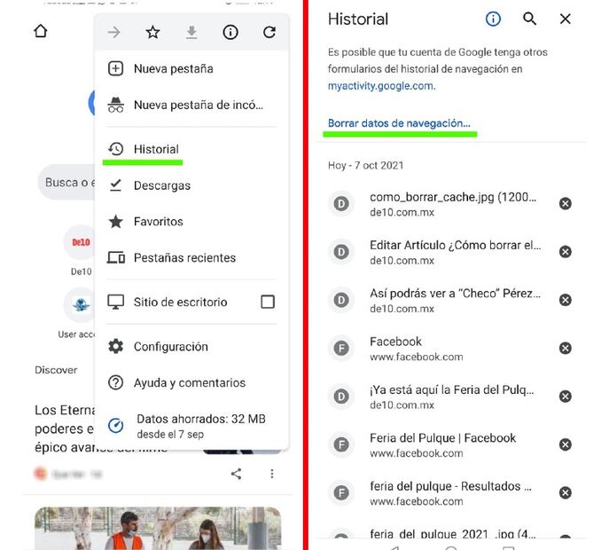 Borra el caché del navegador de tu celular para que funcione más rápido