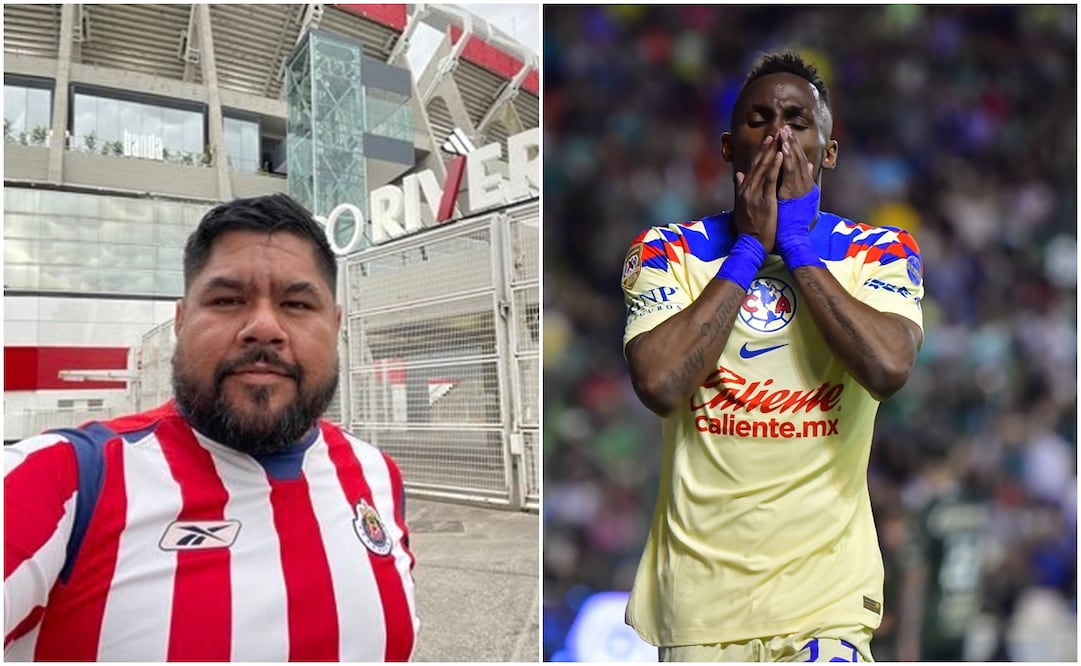 'Chuyón' Hernández con playera de Chivas y Julián Quiñones con América ante Pachuca / FOTOS: Twitter @jhernandez83 e Imago7