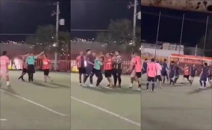 Árbitro es tundido por varios jugadores tras una decisión polémica en pleno partido de futbol