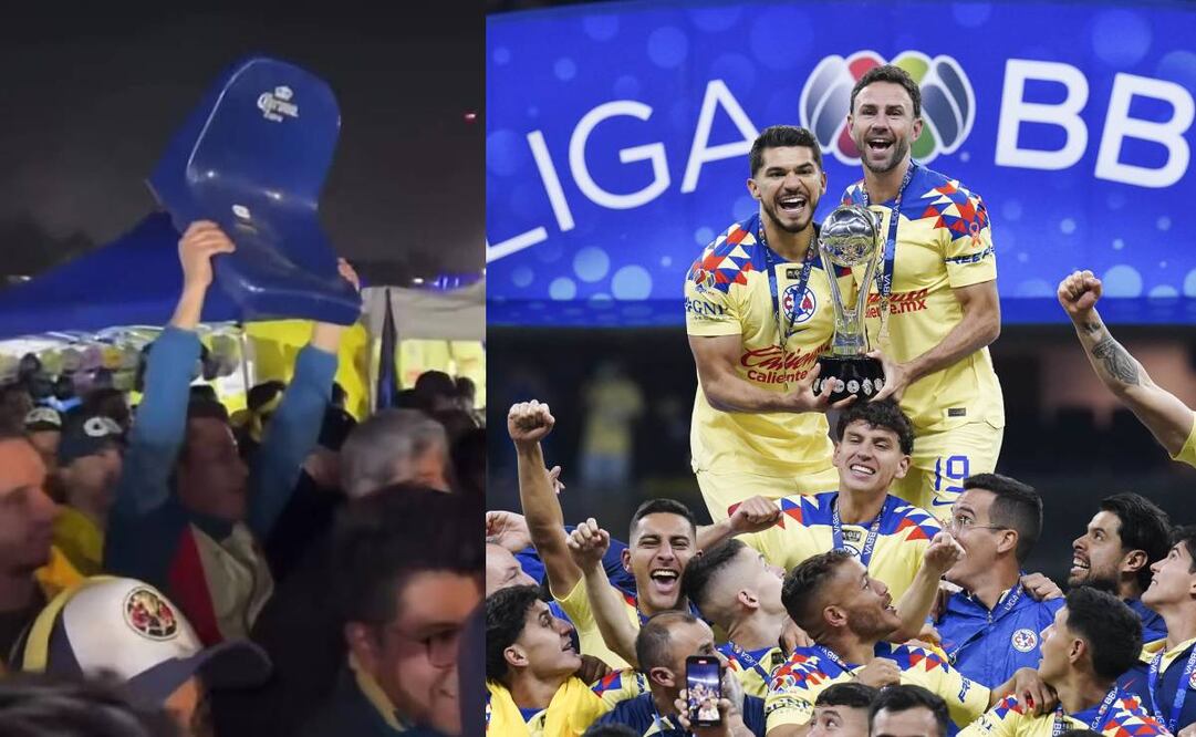 Un fanático del América se llevó la butaca del Estadio Azteca donde vio la corona 14. Foto: Especial