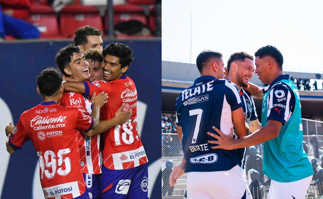 Jugadores del Atlético de San Luis y "Rayados" de Monterrey en festejo, durante los Cuartos de Final de Apertura 2024 - Fotos: Imago7