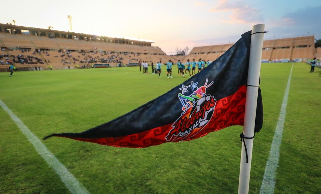 Bandera de los Alebrijes de Oaxaca, previo a un partido en la Liga de Expansión - Foto: Imago7