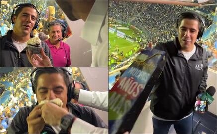 Andrés Vaca recibe pastelazo y 'regalo especial' de parte de Layún y Faitelson por su cumpleaños