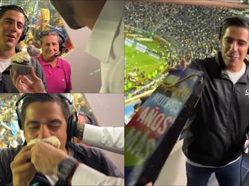 Andrés Vaca recibe pastelazo y 'regalo especial' de parte de Layún y Faitelson por su cumpleaños