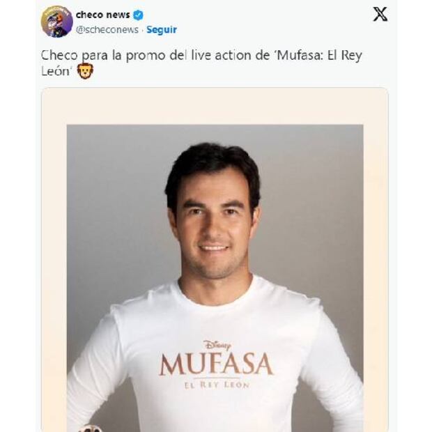 Checo Pérez está promocionado la nueva película de 'Mufasa'. Foto: Especial