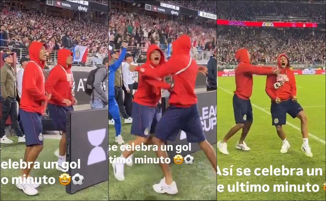 Chicharito no pudo ocultar su felicidad por el gol anotado por Roberto Alvarado. FOTO: Captura