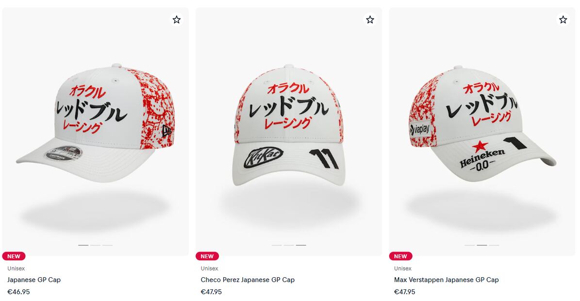 Las gorras de Red Bull para el Gran Premio de Japón - Foto: Captura de pantalla