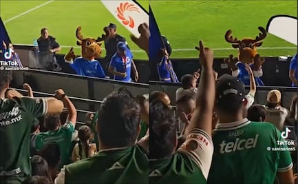 VIDEO: Aficionados de León se enganchan con una botarga que les responde con señas obscenas