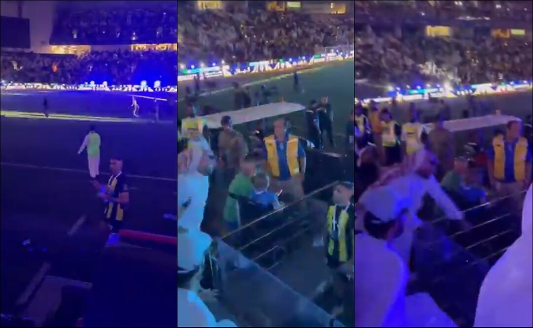 Abderrazak Hamdallah, delantero del Al-Ittihad, recibe latigazos de parte de un aficionado. FOTOS: Capturas