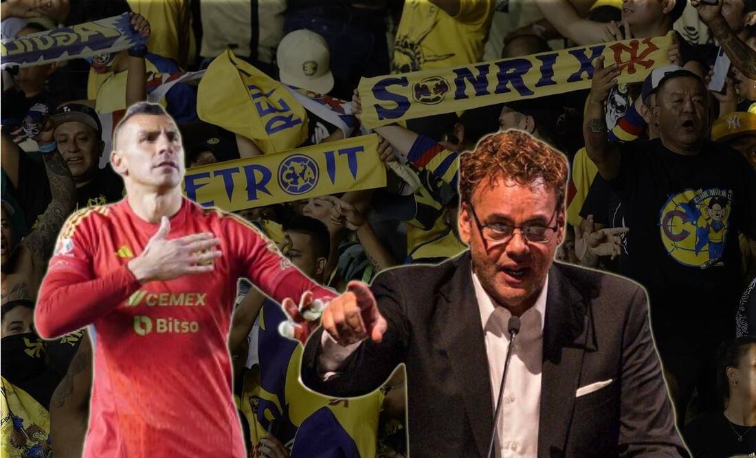 Nahuel Guzmán con Tigres y Faitelson en un seminario con fondo de afición de América / FOTOS: Imago7