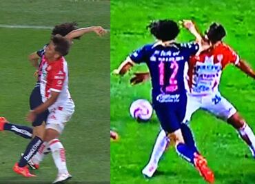 ¿Era de roja? Chino Huerta fue expulsado en el arranque del partido de Necaxa en polémica jugada