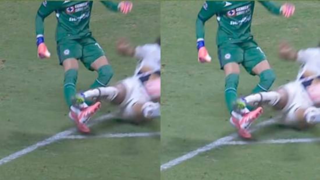 Carrasquilla fracturó a Kevin Mier con esta dura entrada. Foto: Especial