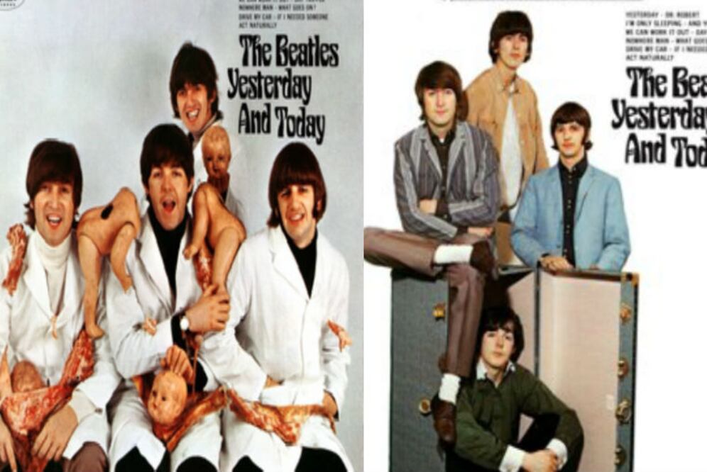 Conocida como “The butcher cover” (la portada del carnicero) fue retirada del mercado por mostrar a los músicos junto a muñecas desmembradas en una sangrienta escena. (Foto:  Apple Corps/Wikicommons)