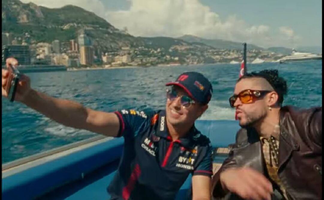 Checo Pérez aparece en el video de la canción de Bad Bunny 'Mónaco'. Foto: Especial
