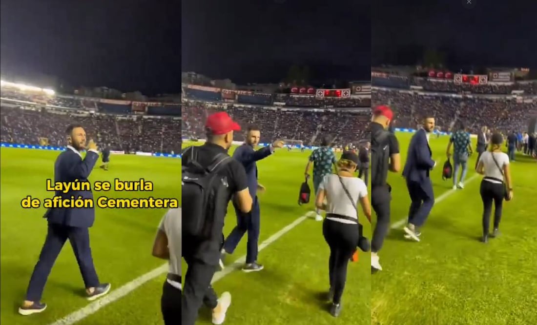 Miguel Layún imitó arrullar a un bebe en clara referencia a la paternidad de América sobre Cruz Azul. Foto: Especial