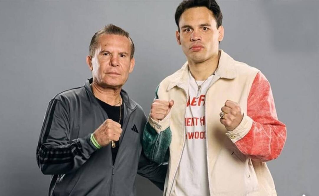 Julio César Chávez y su junior. FOTO: @daznboxing