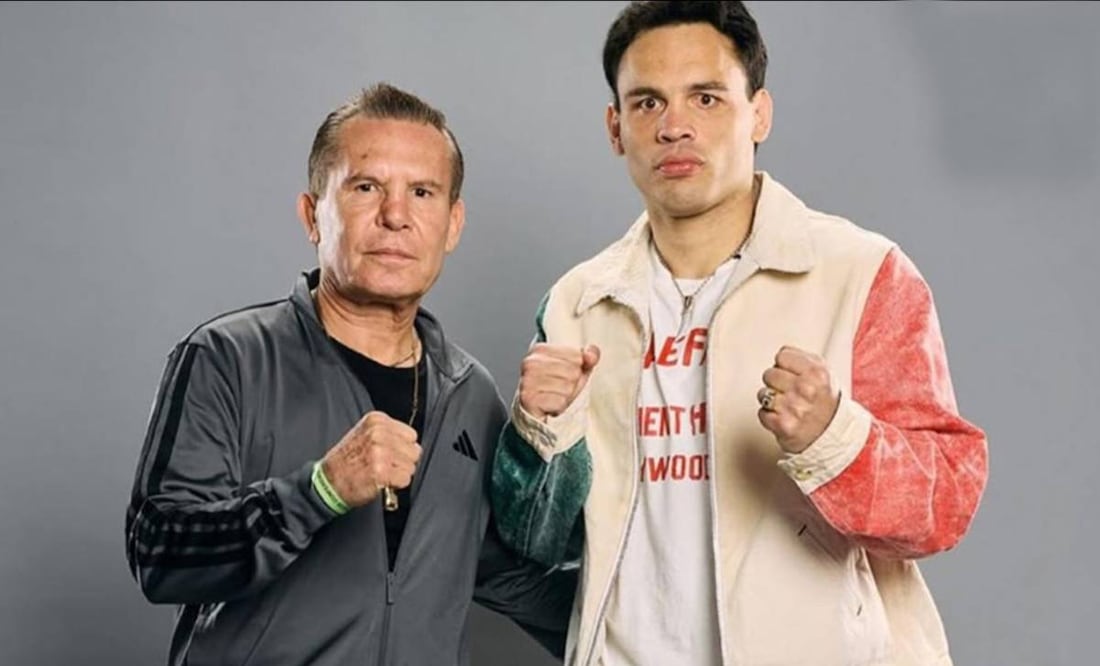 Julio César Chávez y su junior. FOTO: @daznboxing