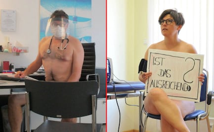 Médicos protestan “desnudos” por falta de protección contra el Covid-19