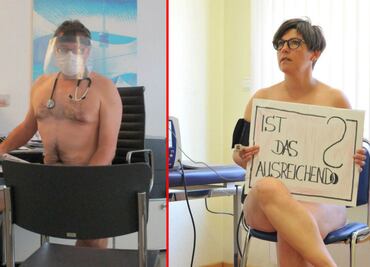 Médicos protestan “desnudos” por falta de protección contra el Covid-19