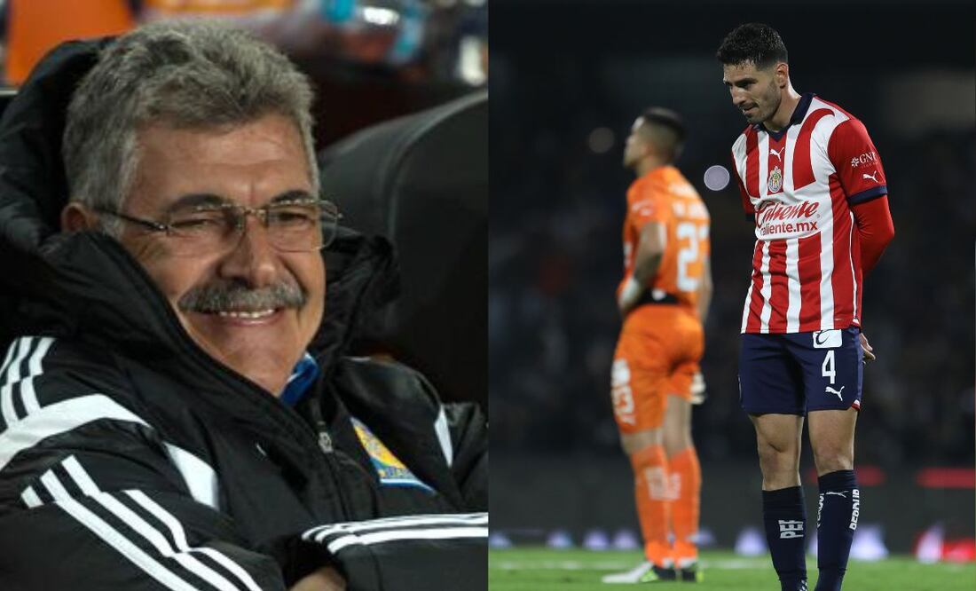 Ricardo Ferretti riendo en la banca de Tigres y Antonio Briseño lamentándose ante Pumas / FOTO: Imago7