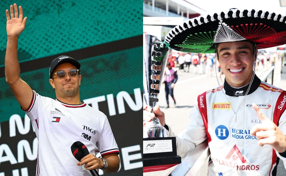 Checo Pérez y Noel León comparten emotivo momento en el GP de Hungría / Foto: EFE-@f2 en X
