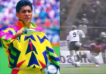 Los 'osos' del portero Jorge Campos en un partido amistoso del Tri ante Alemania en 1992