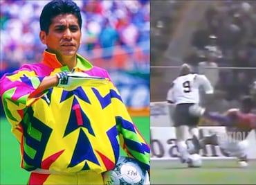 Los 'osos' del portero Jorge Campos en un partido amistoso del Tri ante Alemania en 1992