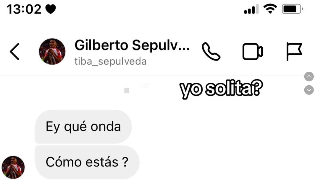 Parte de las supuestas conversaciones entre la tiktokera y el 'Tiba' Sepúlveda. FOTO: Captura