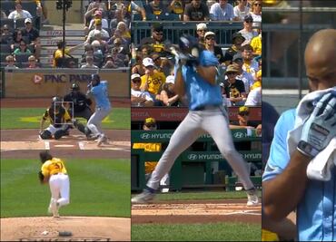 ¡Tremendo susto! Amed Rosario, 3B de los Rays, recibió un pelotazo de 100 mph en pleno rostro