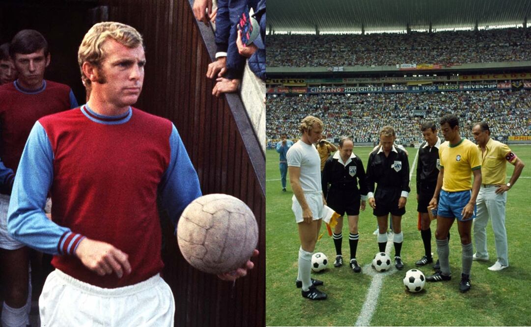 Bobby Moore con West Ham y la Selección de Inglaterra en el Mundial de 1970 - Fotos: @WestHam y @MXESTADIOS en X