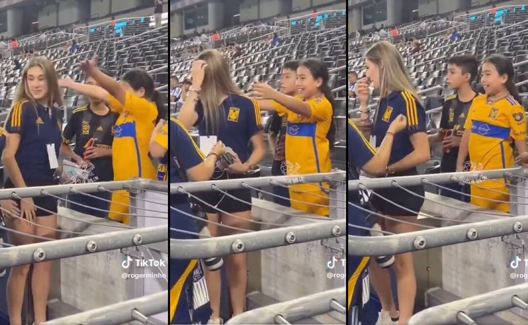 Tatiana Flores le negó un abrazo a una pequeña aficionada de los Tigres que terminó desilusionada. Foto: Especial