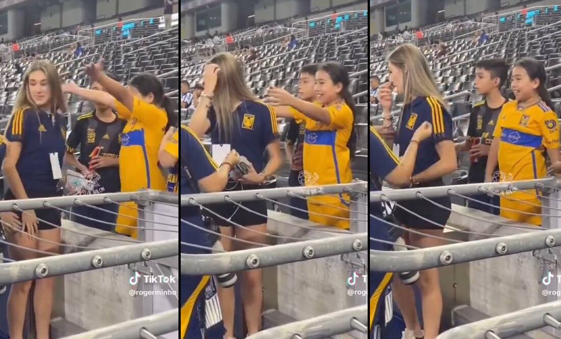Tatiana Flores le negó un abrazo a una pequeña aficionada de los Tigres que terminó desilusionada. Foto: Especial