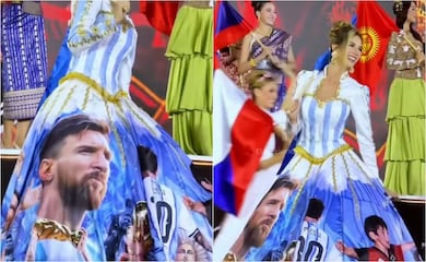 Aspirante argentina a Miss Mundo 2026 roba miradas con vestido de Lionel Messi