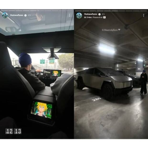 Tatiana Flores presumió en redes sociales la nueva Tesla Cybertruck de su hermano, Marcelo. Foto: Especial
