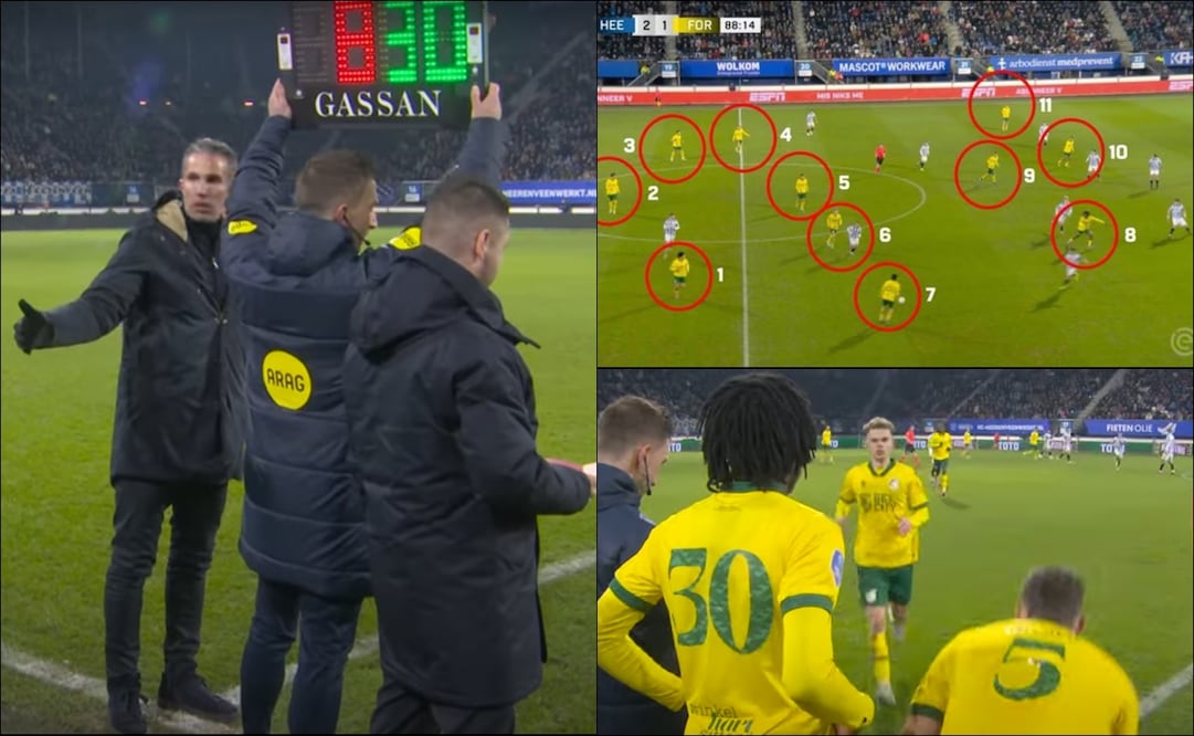 El Fortuna Sittard jugó con un hombre de más en la parte final del partido ante el Heerenveen. FOTOS: Capturas
