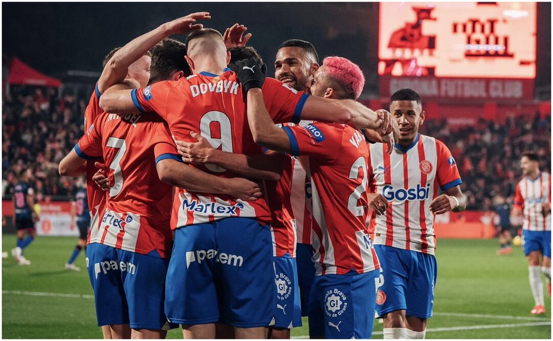 Girona celebrando la goleada al Sevilla - Foto: Girona (X)