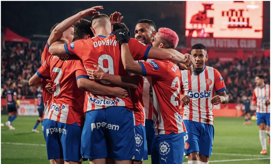 Girona celebrando la goleada al Sevilla - Foto: Girona (X)